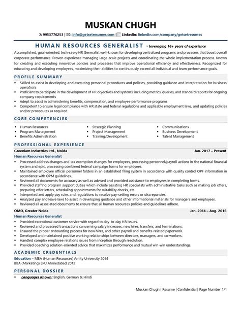 6 Great Human Resources Generalist Resume Examples.
